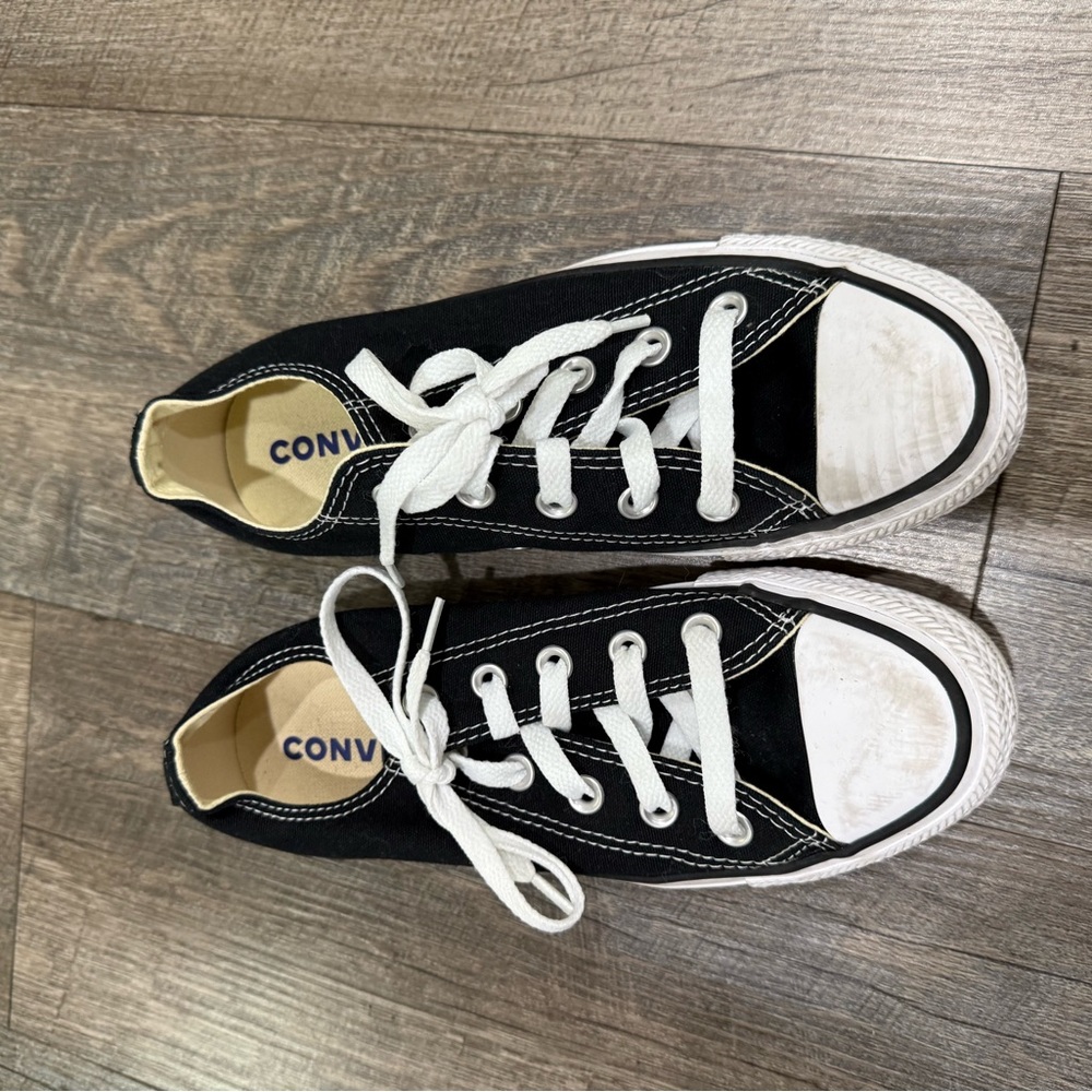Converse Kids Black and White Low Top Canvas Sneakers